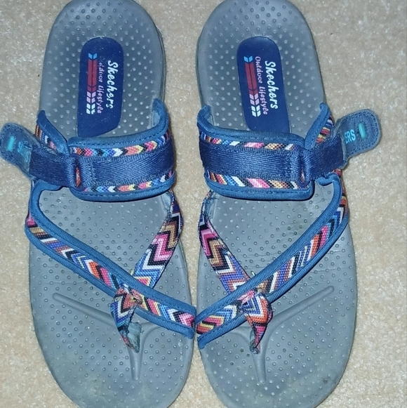 Skechers Shoes - Skechers Outdoor Lifestyle Reggae BlueStrappy Toe Loop Sandals Women's 10.